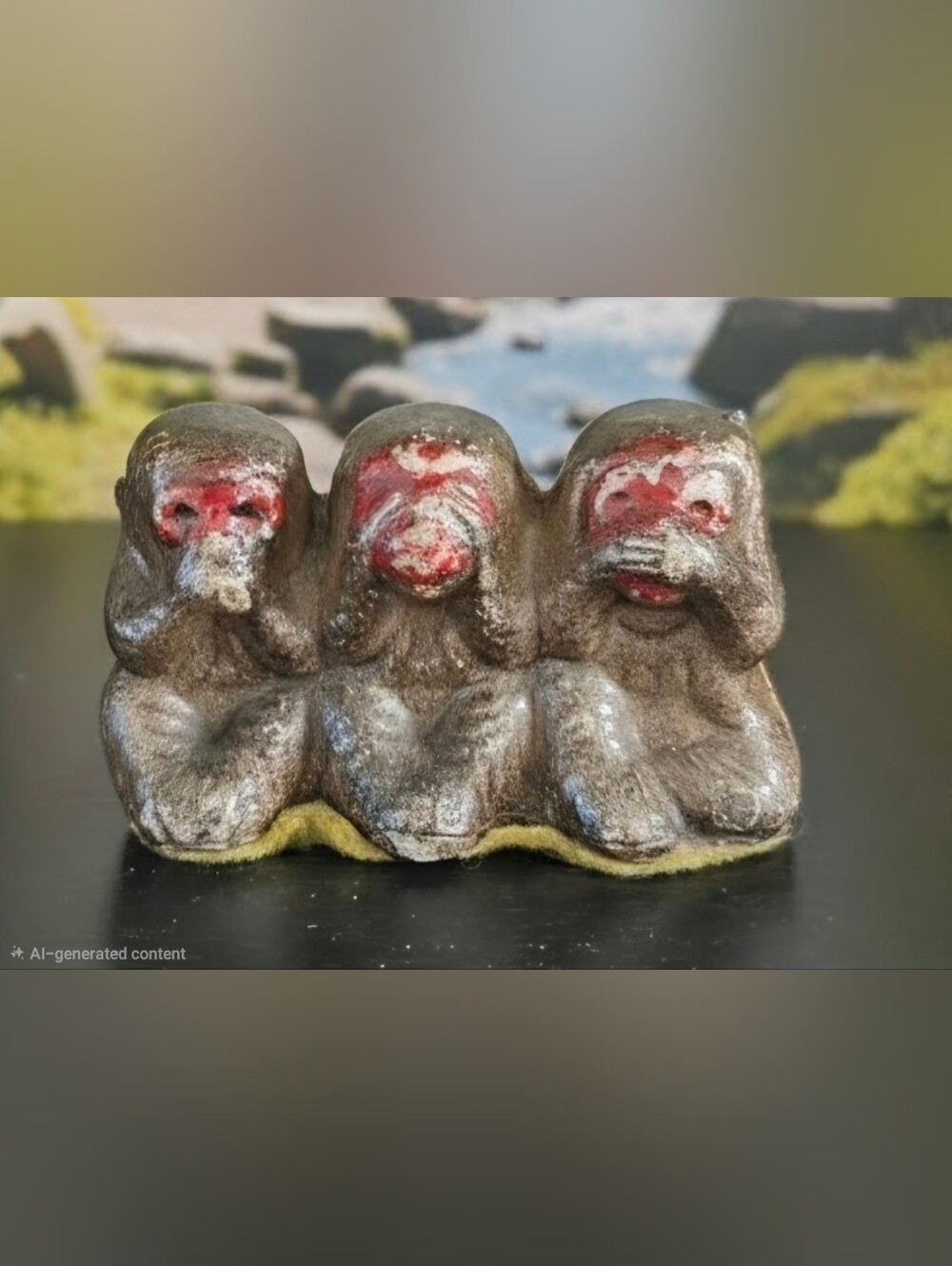 Vintage Three Monkeys Speak Hear See No Evil Miniature Figurine